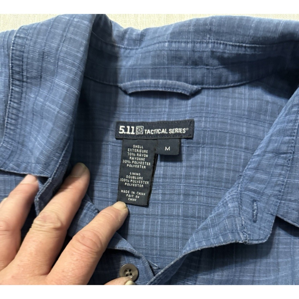 5.11 Tactical Shirt Mens Medium Plaid Blue Snap Up Lined  Short Sleeve 511 - Picture 2 of 9